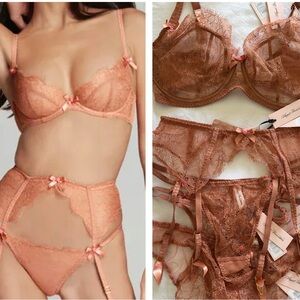 NWT 🥀 Sold Out Agent Provocateur Lorna Lace Lorna Praline Super Lingerie Set